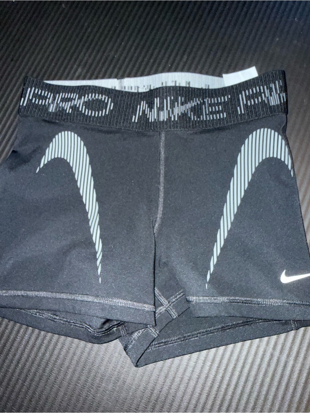 Nike Pro Kids Black Compression Shorts with Gray Reflective Swoosh